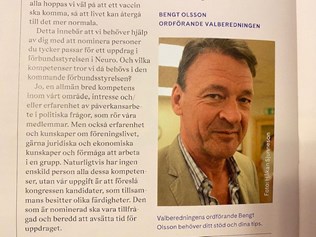 Bengt Olsson valberedningens ordförande i Neuro. Foto: Håkan Sjunnesson