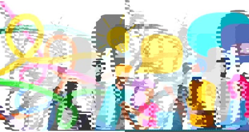 Vänner som sitter vid datorn och pratar.