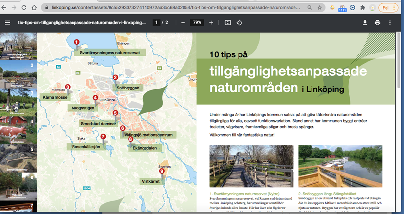 Information om tillgängliga naturområden i Linköping