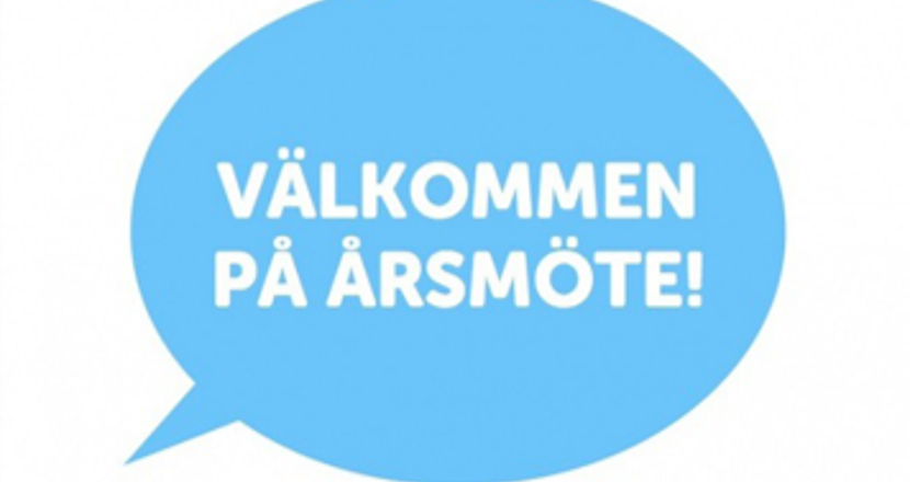 Pratbubbla med texten Välkommen på årsmöte!