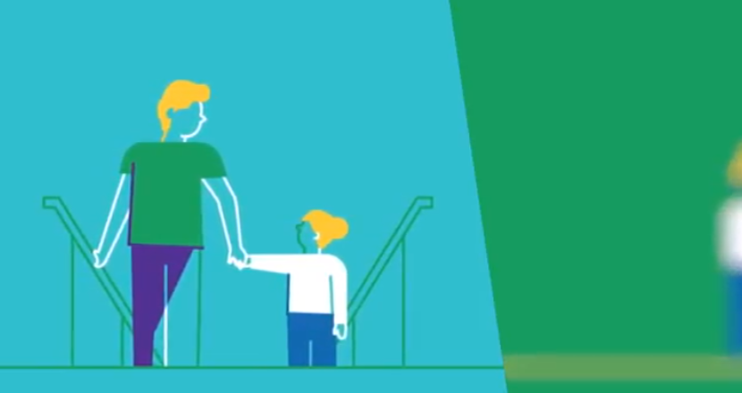 Illustration med en vuxen och två barn