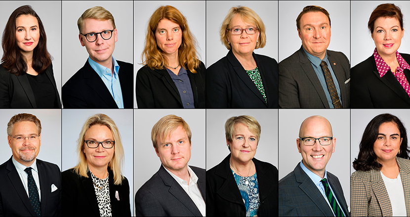 Foto: Kollage av sittande regionråd och oppositionsregionsråd i regionfullmäktige utan inbördes ordning eller partitillhörighet.