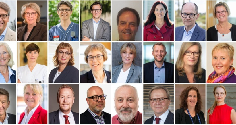 Frimärksstora porträttbilder på alla deltagande skribenterna. Fotokollage.