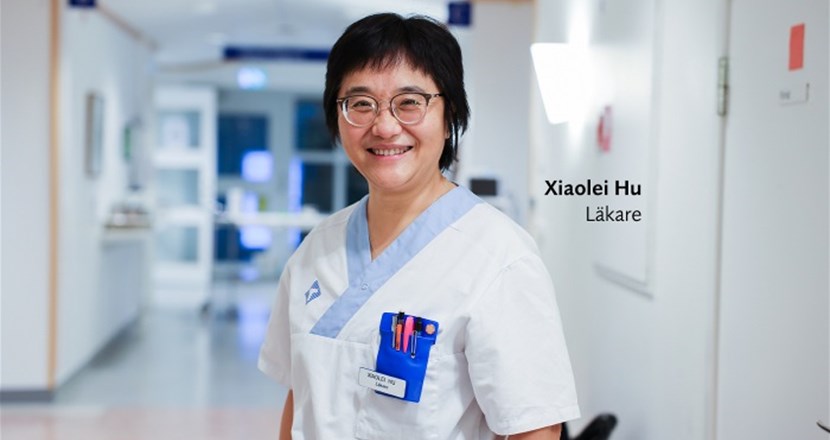 Xiaolei Hu i en sjukhuskorridor. Foto.