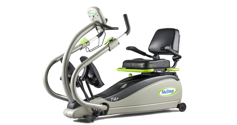 En NuStep träningsmaskin - en crosstrainer där man sitter ned. Bild.