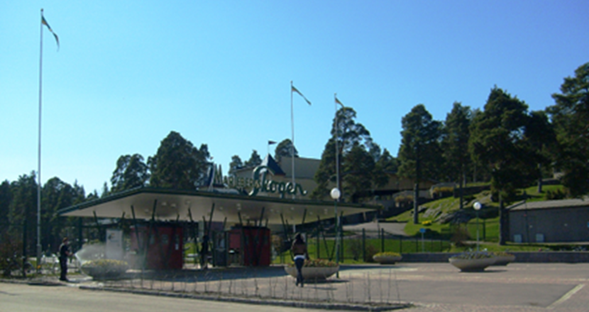 Entrén till parken Mariebergsskogen i Karlstad. Foto.