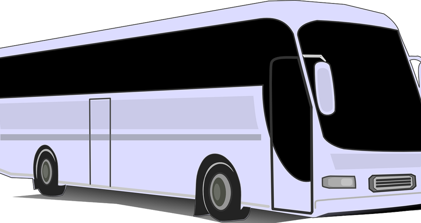 En vit buss. Illustration.