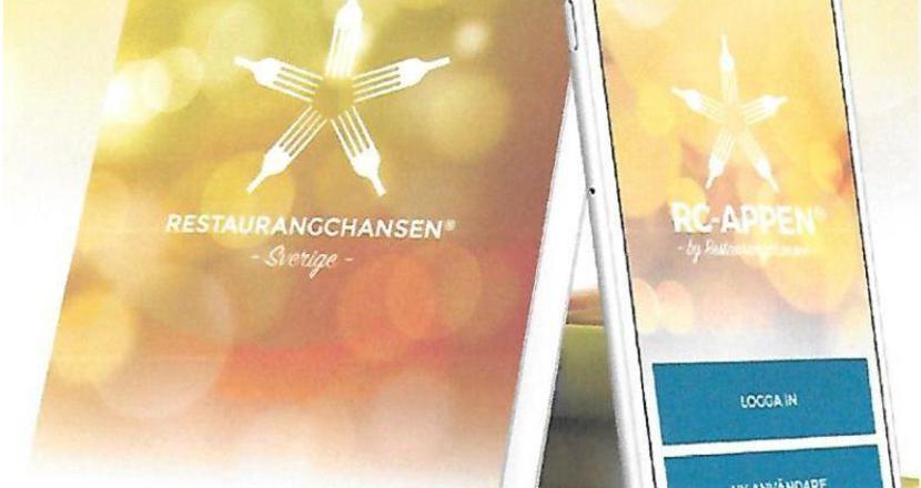 Ett restauranghäfte och en mobiltelefon. Teckning.