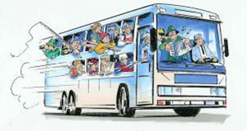 Buss med flera resenärer