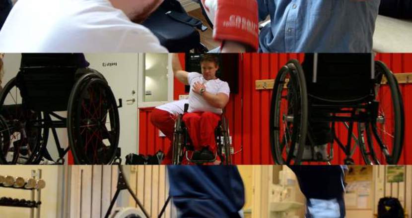 Bildcollage med personer som tränar