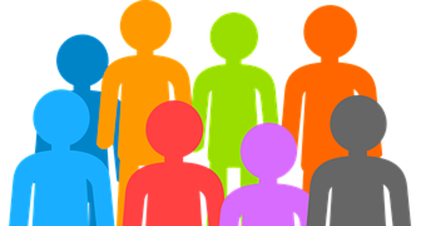 Tecknad bild med människor