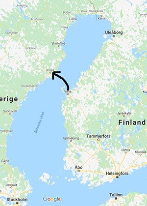 karta över Umeå och Vasa