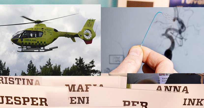 helikopter och trombektomiutrustning