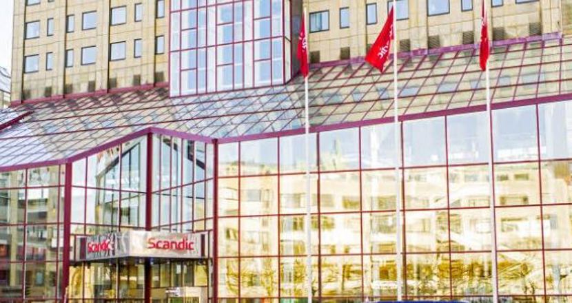 Huvudentrén till hotell Scandic Triangeln i Malmö