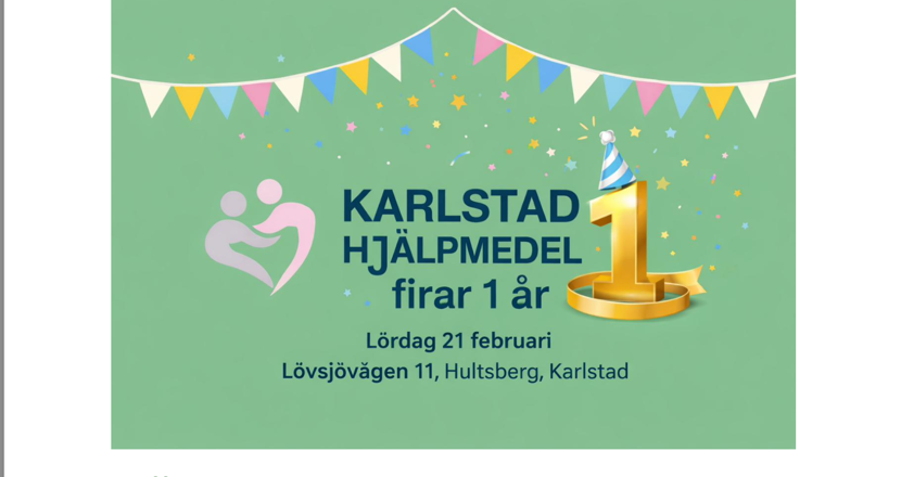 En inbjudan till Öppet hus med grön bakgrund, färgglada vimplar och en etta. Illustration.