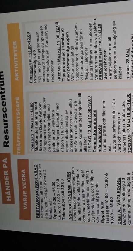 Ett ark med text. Foto.